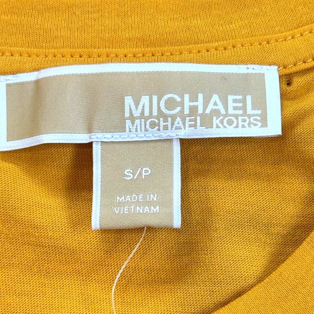 Michael Kors Marigold Yellow Top Flutter Ruffle Sleeves NEW NWT Small - Picture 6 of 7